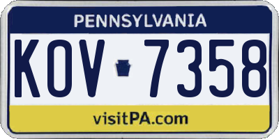 PA license plate KOV7358