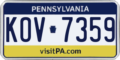 PA license plate KOV7359