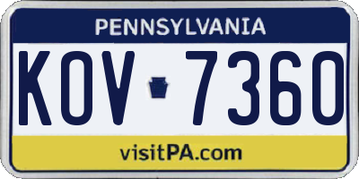 PA license plate KOV7360