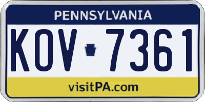 PA license plate KOV7361
