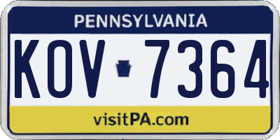 PA license plate KOV7364