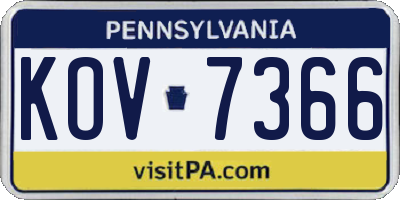 PA license plate KOV7366