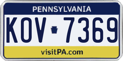 PA license plate KOV7369