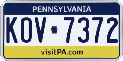 PA license plate KOV7372