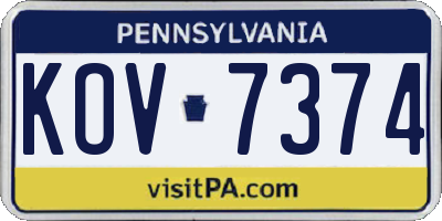 PA license plate KOV7374