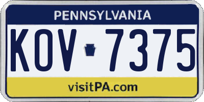 PA license plate KOV7375