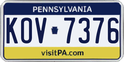 PA license plate KOV7376