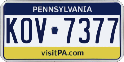 PA license plate KOV7377