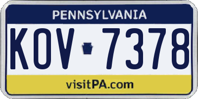 PA license plate KOV7378
