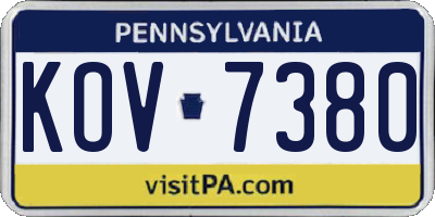 PA license plate KOV7380