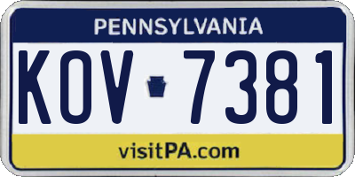 PA license plate KOV7381