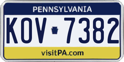 PA license plate KOV7382