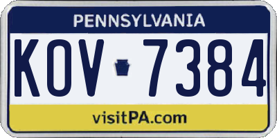 PA license plate KOV7384