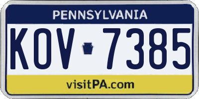 PA license plate KOV7385