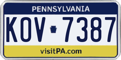 PA license plate KOV7387