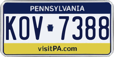 PA license plate KOV7388