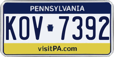 PA license plate KOV7392