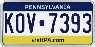 PA license plate KOV7393