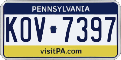 PA license plate KOV7397