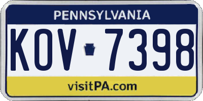 PA license plate KOV7398