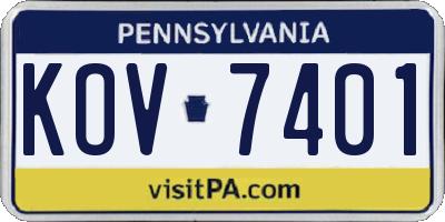 PA license plate KOV7401