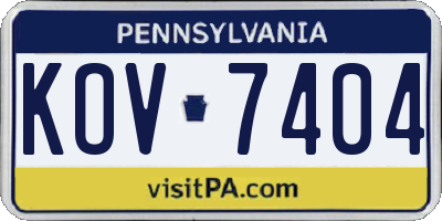 PA license plate KOV7404