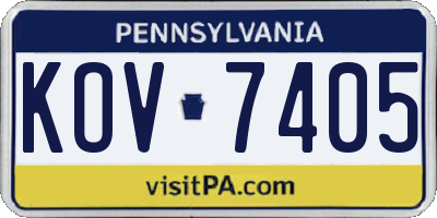 PA license plate KOV7405