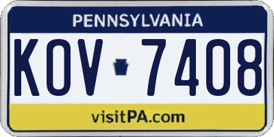PA license plate KOV7408