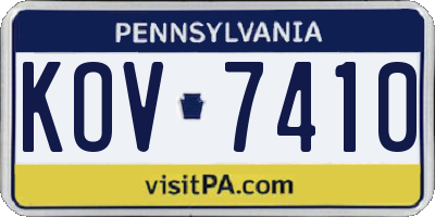 PA license plate KOV7410