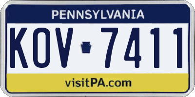PA license plate KOV7411