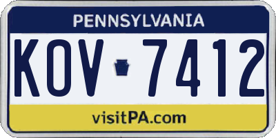 PA license plate KOV7412