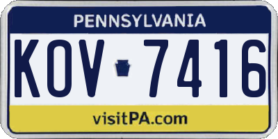 PA license plate KOV7416