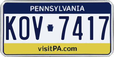 PA license plate KOV7417
