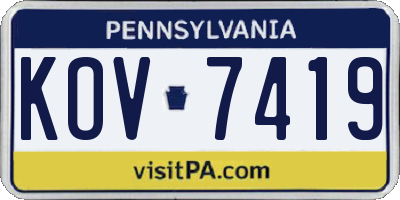 PA license plate KOV7419