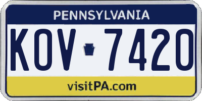 PA license plate KOV7420
