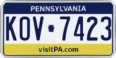 PA license plate KOV7423