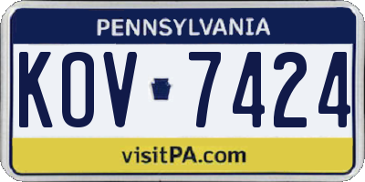 PA license plate KOV7424