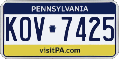 PA license plate KOV7425