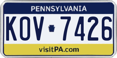 PA license plate KOV7426