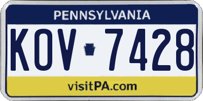 PA license plate KOV7428