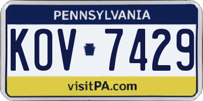 PA license plate KOV7429