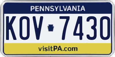 PA license plate KOV7430