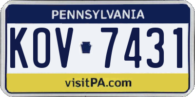 PA license plate KOV7431