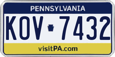 PA license plate KOV7432