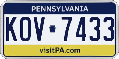 PA license plate KOV7433