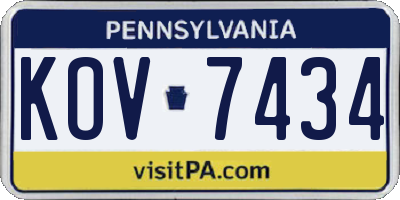 PA license plate KOV7434