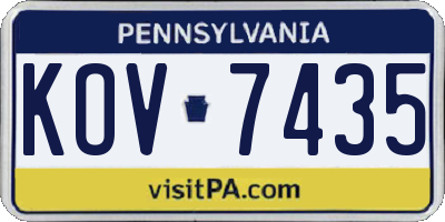 PA license plate KOV7435