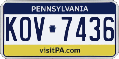 PA license plate KOV7436
