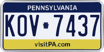 PA license plate KOV7437