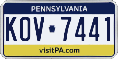 PA license plate KOV7441